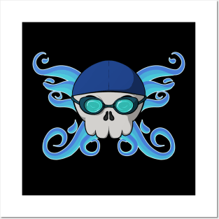 Swimming crew Jolly Roger pirate flag (no caption) Posters and Art